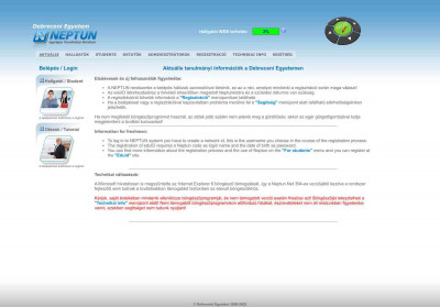 Neptun.Net @ Debreceni Egyetem Neptun.Net @ Debreceni Egyetem