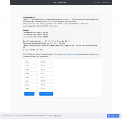 Login - ECTS-Rechner Login - ECTS-Rechner