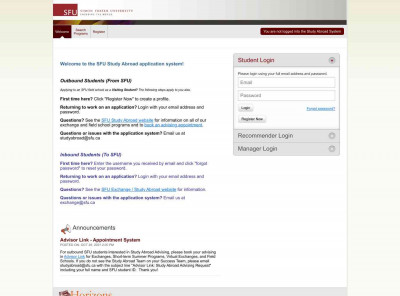 SFU Study Abroad System: Welcome: Welcome SFU Study Abroad System: Welcome: Welcome