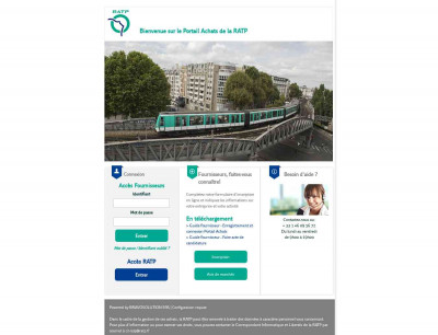 Page d'accès (Portail Achats de la RATP) Page d'accès (Portail Achats de la RATP)