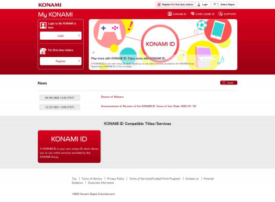KONAMI ID Login KONAMI ID Login