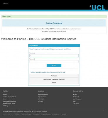 IPP login screen - Portico - The UCL Student Information Service IPP login screen - Portico - The UCL Student Information Service