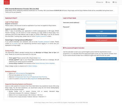 King's Apply: Login King's Apply: Login