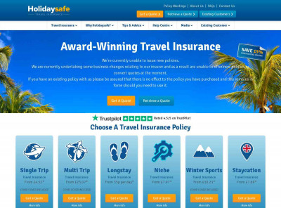 Holidaysafe: Award Winning Travel Insurance From £4.49 Holidaysafe: Award Winning Travel Insurance From £4.49