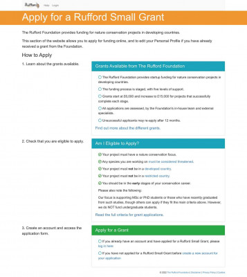 Create a New Account - Apply for a Rufford Small Grant Create a New Account - Apply for a Rufford Small Grant