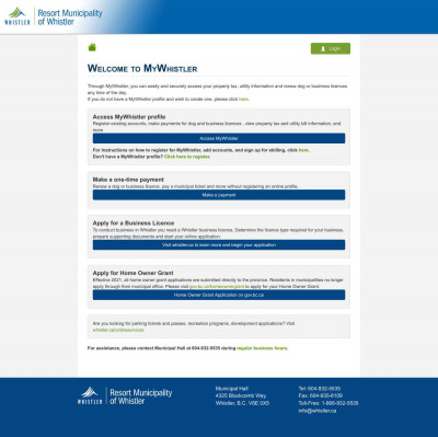 MyCity Login - Resort Municipality of Whistler MyCity Login - Resort Municipality of Whistler