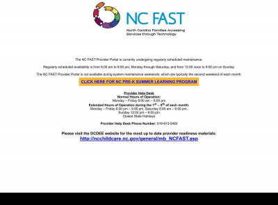 NC FAST Provider Portal Login page NC FAST Provider Portal Login page