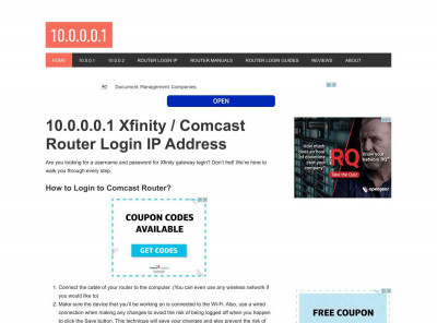 10.0.0.0.1 Xfinity / Comcast Router Login IP Address 10.0.0.0.1 Xfinity / Comcast Router Login IP Address