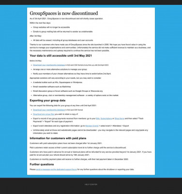 GroupSpaces is now discontinued GroupSpaces is now discontinued